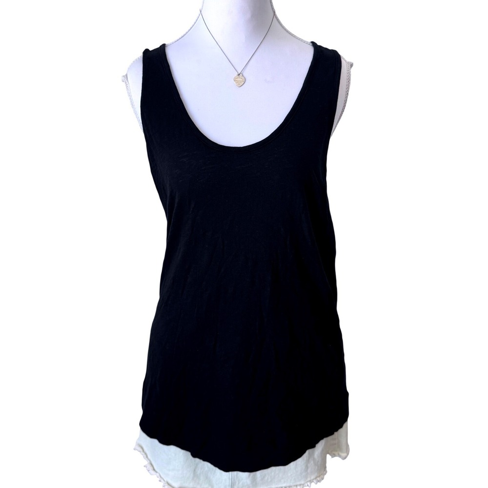 Theory Basic Tank Nebulous Black Cotton Scoop Neck Minimalist Top Size M